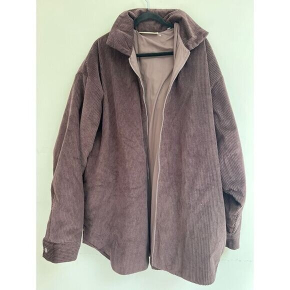 Fear of God Essentials Corduroy Shirt Jacket Men's Plum M Brown Full Zip Cotton - Picture 3 of 10